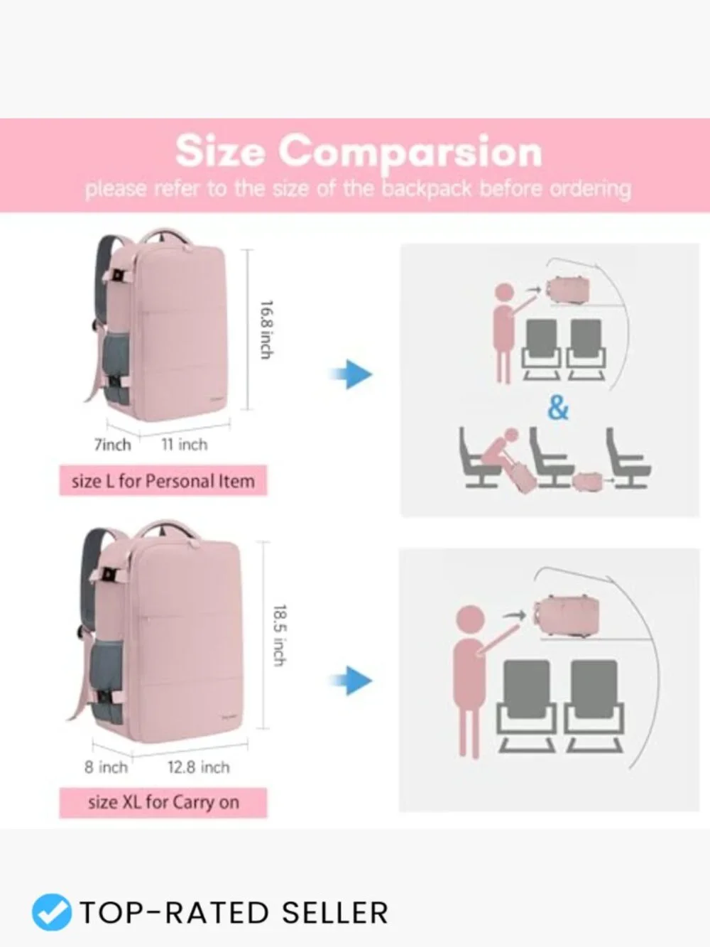 Large Travel Backpack 40L TSA Friendly Carry On Business Laptop Bag Daypack